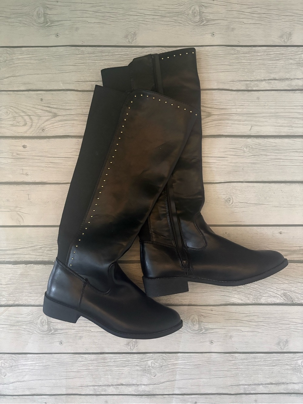 LC Lauren Conrad Black Over-the-Knee Boots with Stud Detail